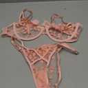 Lilosy Sexy Underwire Cute Push Up Strappy Embroidered Mesh Sheer Lingerie Set See Through Panty Bra, Size M