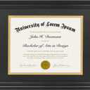 Americanflat 11x14 Diploma Frame - Gold Mat - Black