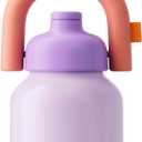 CHAKO LAB Water Bottle with Straw and Carry Handle | Wide Mouth vacuum insulated stainless steel Bottles | Reusable, leak-proof and BPA-free | 33oz (Purple&Orange)