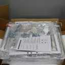 Furnulem White Nightstand with 3 Drawers and 2-Tier Shelf, Small Night Stand End Table Side Furniture, Fabric Storage Organizer for Bedroom, Closet, Hallway, Nursery, Sturdy Steel Frame, Wood Top