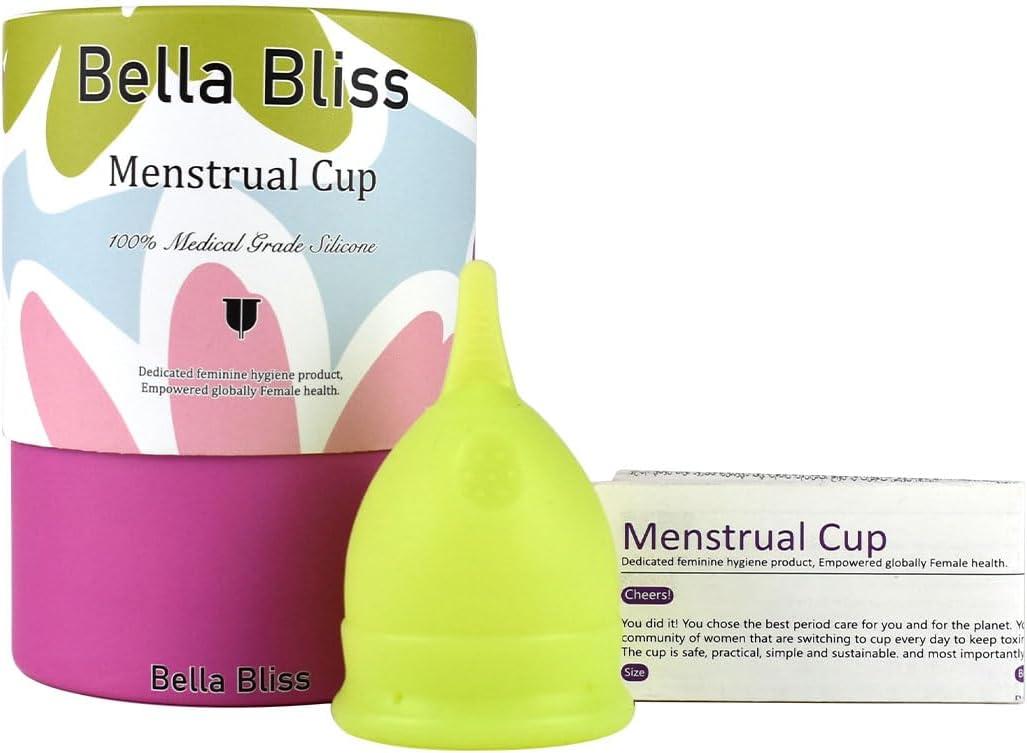 Bella Bliss 1 Large Menstrual Cup with Cylinder Box & Instruction Guide - Eco-Friendly, Portable, and Easy to Use (1)