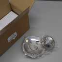 4 Pack 6 oz Coffee Cups Set, Stainless Steel Espresso Cups with Saucers and Spoons, Handle Drinkware for Latte, Cappuccino, Milk, or Tea (Silver)