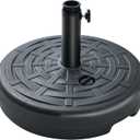 FLAME&SHADE Patio Umbrella Base Stand - 60 lbs 17.7" Fillable Outdoor Umbrella Base, Water Filled Heavy Duty Base for Table Market Umbrella Holder, Garden, Backyard, Pool, Beach(Black)