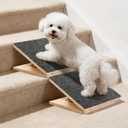Dog Ramp for Stairs 2 Pack - Adjustable Wooden Stair Wedges for Small Dogs, Foldable Indoor Dog Stair Ramp with Triangular Support and Non-Slip Pads for Senior and Short-Legged Pets