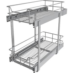 2 Tier Pull Out Cabinet Organizer 11" W X 17" D, Slide Out Drawers for Kitchen Cabinets, Pull Out Drawers for Cabinets Capacity Heavy Duty Caddy, Cabinet Pullout Shelves Chrome-Plated,Bathroom Pantry