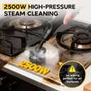 10S Fast Heating Heavy Duty Steam Cleaner 7 Adjustable Levels, 1.6 Quarts Tank, Continuous Spray, Natural Deep Cleaner, Portable Handheld Steamer with 15 Accessories for Home, Car, Tile (Yellow)