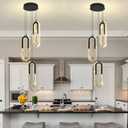 ykolupty Modern Crystal Chandeliers LED Pendant Lighting Ring Black Flush Mount Ceiling Lights Fixture Mini Chandeliers for Dining Room Kitchen Island Hallway