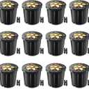 HIBOITEC Low Voltage Landscape Lights 12W, LED Outdoor In-Ground Lights 1200LM Ultra Bright Waterproof IP67 Pathway Lights, 12-24V AC/DC Landscape Lighting for Yard Garden Tree Uplighting, 12 Pack