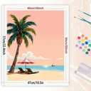Seaside Paint by Numbers Kit for Adults - DIY Tropical Beach with Palm Tree Painting on Canvas 16x20, Acrylic Paint Set, Suitable for Beginners, Art for Home Decoration or Gifts