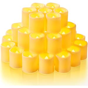 Homemory 50Pack Flickering Flameless Votive Candles,200+Hour Electric Fake Candles,Battery Operated LED Tealight for Wedding,Outdoor,Table,Halloween,Christmas Decor(Warm White,Battery Included)