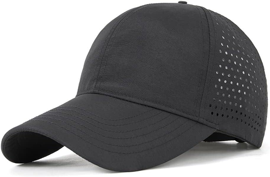 Oversize XXL Baseball Caps,Quick Dry Mesh Sports Hat for Big Heads 23"-25"Waterproof Lightweight Running Sun Hat. (Black)