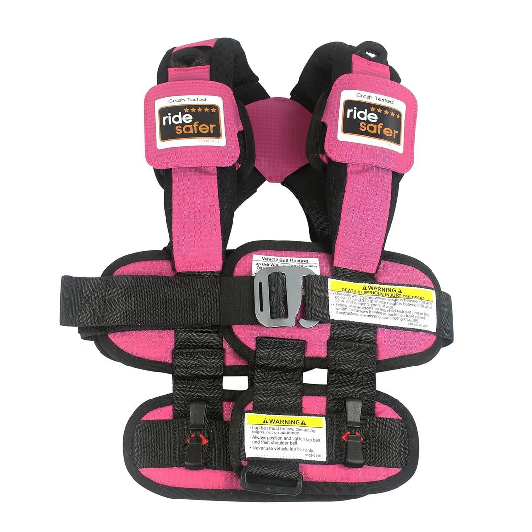 RideSafer  Small Pink, Lightweight, Compact, Portable Car Seat  Perfect for Travel and Everyday Child Safety