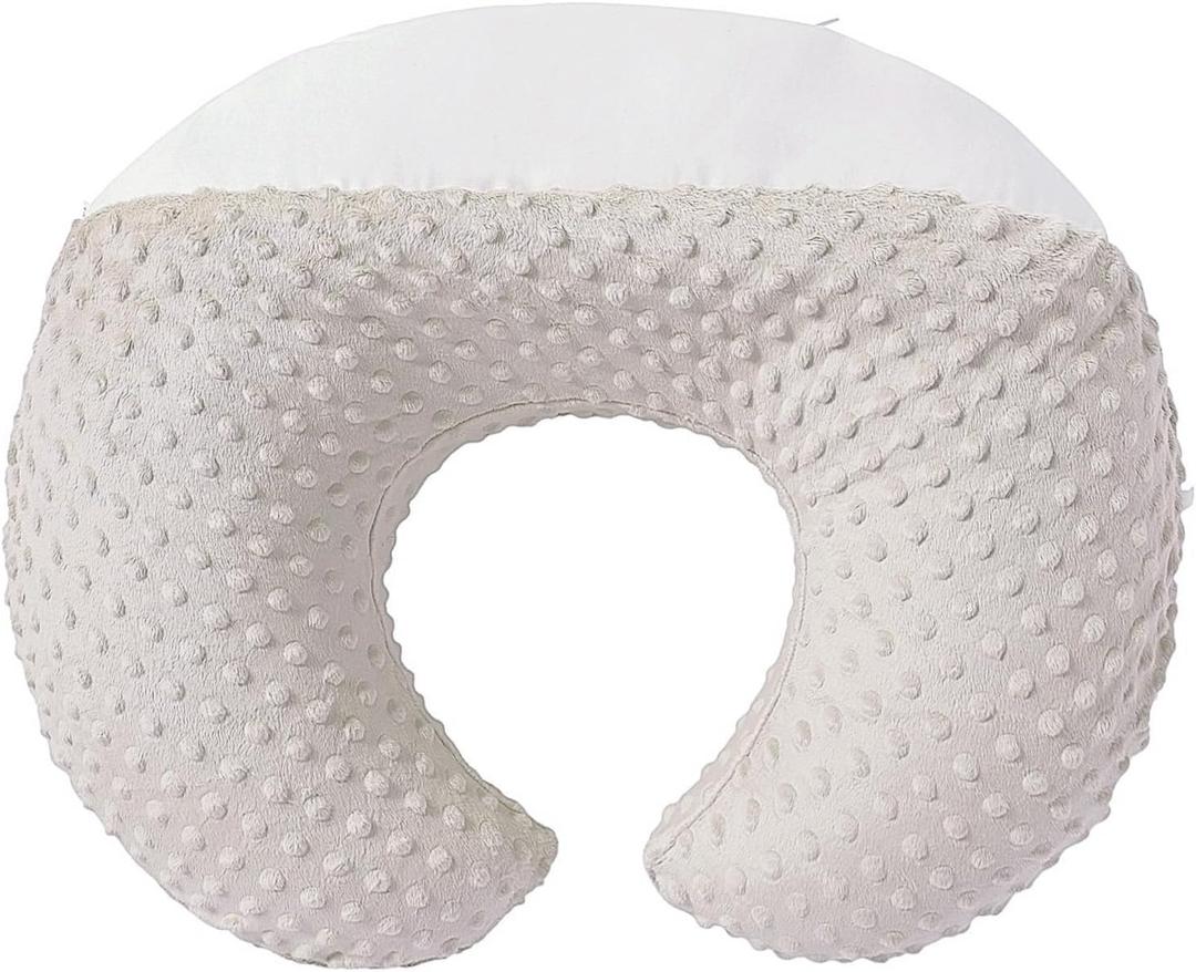 Nursing Pillow and Positioner Breastfeeding and Bottle Feeding, Propping Baby, Tummy Time, Sitting Support for Baby Boy Baby Girl, with Removable Dots Cover (Sand, 22 X 17.7 X 5.9 Inch)