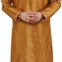 SKAVIJ Men Art Silk Kurta Pyjama Party Wedding Regular Ethinic Wear Indian Dress Set (Medium, Brown)