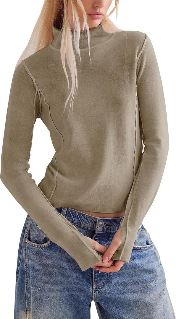 Womens Pullover Shirts Casual Basic Layering Top Fall (S)