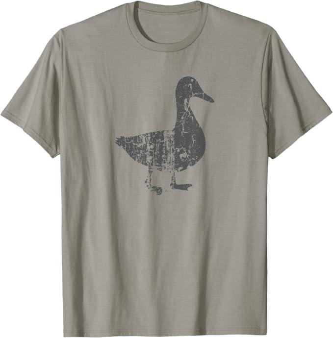 Duck Vintage Design - Distressed Duck Print T-Shirt, Size L