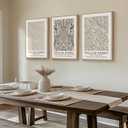 Framed Large William Morris Canvas Wall Art Set of 3, Vintage Neutral Botanical Floral Prints, Nature Artwork for Living Room, Bedroom, Hallway or Office Decor, 16x24 Inch