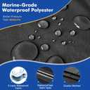 1200D Waterproof Boat Cover - Fits 20' to 22' ft Bass, V-Hull, Tri-Hull, Fish & Ski, Runabout Bowrider Boats - Heavy Duty Canvas Black