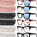 CCVOO 6 Pack Oprah Reading Glasses for Women, Eyeglasses, Blue Light Readers for Women, Computer Eye Glasses, Cheaters +3.0
