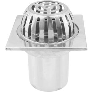 LC LICTOP Roof Floor Drain Cover, Non-Blocking Stainless Steel Dome Strainer for Outdoor Balcony, Garden, Basement & Gutter Drainage, with 3.5 Inch Pipe & 6 Inch Flange Length