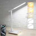 TECHNOVA LED Desk Lamp with 5 Color Temperatures | Sliding Stepless Dimming & One-Touch Timer | Foldable & Portable Design for Office/Study/Nail Art | Four-Axis Rotation for Small Desks