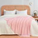 inhand Knitted Gift Throw Blankets for Couch and Bed,Valentines Day Decor Blanket for Her Him Girlfriend Wife, Pink Romatic Lightweight Decorative with Tassel, Farmhouse Warm Woven for Women, 60"x80"