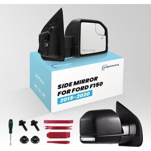 (8 Pins) Right Passenger Side Mirror For 2015-2020 Ford F150 With Turn Signal LightPower GlassHeatedOutside Temp SensorManual Folding Replaces#JL3Z17682CA With Installation Kit*1 set