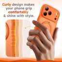 for iPhone 17 Pro Max Case for Women Girls with Stand,Compatible with MagSafe,Camera Control,Full Camera Protection, Cute Wave Magnetic Phone Case for iPhone 17 Pro Max,Orange