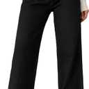 Astylish Women's High Waisted Raw Hem Jeans Stretchy Wide Leg Frayed Straight Denim Pants (4, Black)