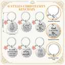 Unittype 36 Pcs Christian Gifts Bulk Mother's Day Church Gift 13.5 oz Bible Verse Plastic Cup with Lid Straw Religious Prayer Socks Inspirational Keychain for Women Men Christian Party Favor
