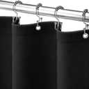 Awellife Black Shower Curtain Linen Textured Boho Farmhouse Shower Curtains for Bathroom Fabric Liner 72 x 72 Inch