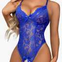 Avidlove Women's Lace Lingerie Bra and Panty Set Mini Babydoll Lingerie Sleepwear Chemise Halter Nightwear Teddy Dress 2XL