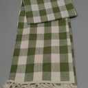 Softalker Checkered Tablecloth Square, Heavy Weight Linen Cotton Gingham Outdoor Table Cloth with Tassel, Washable Wrinkle Free Buffalo Plaid Table Cover for Dining/Party/Home - 55 x 55 Inch, Sage
