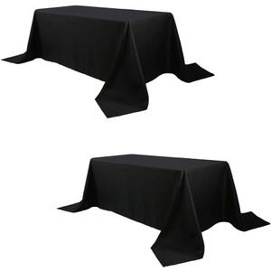 Large Black Rectangle 90 x 156 Inch Tablecloth - 8ft Washable Polyester Tablecloths - Perfect for Wedding, Restaurant, Party, Dinning, Banquet Decoration (2 Pack)