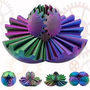 BKstar 4-inch 3D Printed Gear Ball Fidget Toy Cube, Spin Ball, Gear Sphere, Sphere Desk Toy, Cool Toys for Kids and Adults, Fidget Toy for Stress and Anxiety Relief