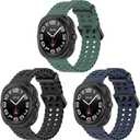3 Pack Compatible for Samsung Galaxy Watch Ultra Band 47mm, Soft Ocean Silicone Sport Strap Replacement Accessory Watch Band for Galaxy Watch 7 Ultra Women Men