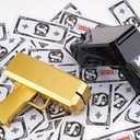Prop Gold Money Shooter Gun that Look Real - Fake Money Gun,Fake Cash Gun that Can Scatter Money Like Rain, for Parties, Wedding