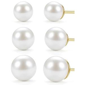 Gold Plated Pearl Earrings Stud for Women Hypoallergenic Small Stud Earrings Set Cartilage Piercing