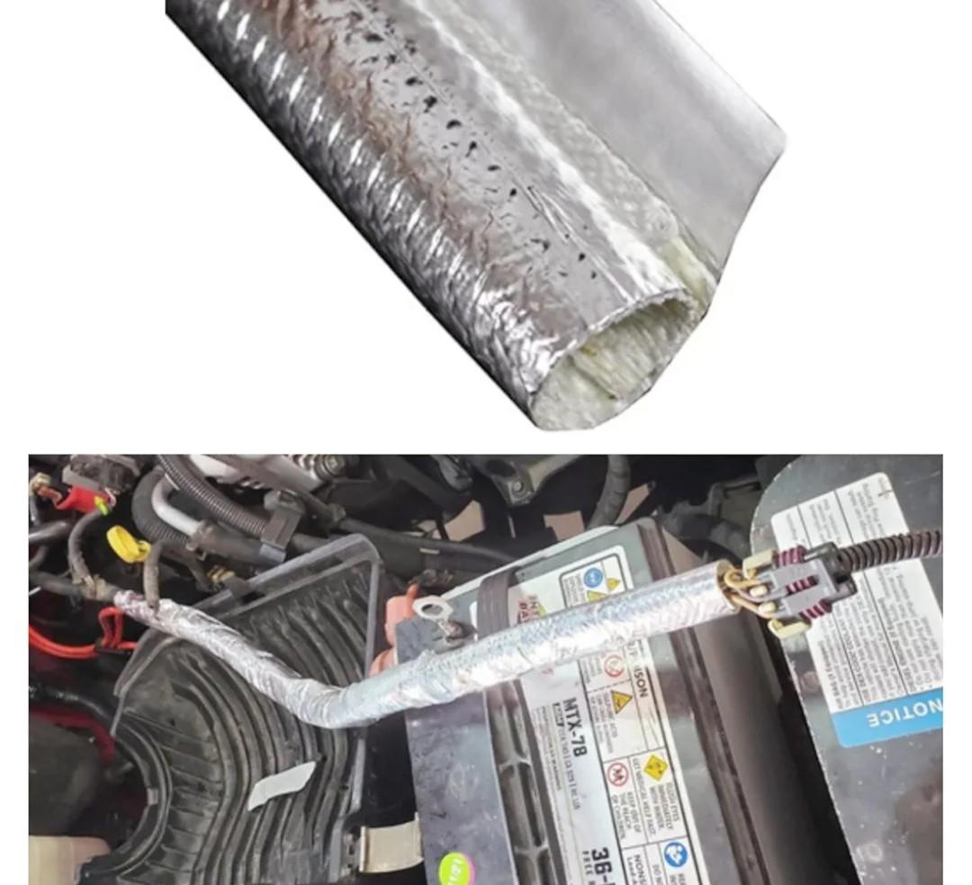 10mm - 3/8" Self-Wrap Aluminum Heat Shield Sleeve Thermal Reflective Side Entry High Temperature for Hoses, Wire Harnesses, Cables, Automotive, Exhaust 39" (1 Meter)