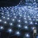 WATERGLIDE Outdoor Christmas Net Lights, 12FT x 5FT 360 LED Mesh String Light with 8 Lighting Modes, Connectable Waterproof Lights for Garden Tree Bushes, Holiday Wedding Party Decorations, White