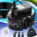 Pool Cover Pump above Ground-Submersible Sump Pump Swimming Water Removal Pumps, Sump Pumps for Pool Draining with 16ft Drainage Hose & 25 ft Extra Long Power Cord,850 GPH,3 Adapters-Black