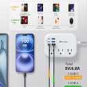 6 USB(3 USB C) Power Strip- Travel Power Strip with 6 USB Desktop Charging Station 24W/4.8A and 3 Outlets, 5Ft Flat Plug Braided Extension Cord, Non Surge Protector for Cruise Ship Travel Office Dorm