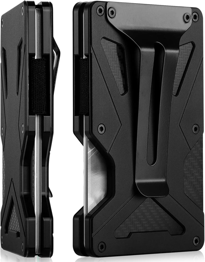 ONLOOKER Wallet for Men, Slim Tactical Wallet - Minimalist Aesthetics, Holds up to 15 Cards, RFID Safe, Blocks Chip Readers, Aluminum Wallet with Money Clip (Matt Black)