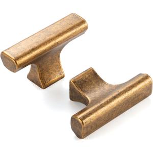 10 Pack 2 Inch, T-Bar Antique Brass Cabinet Knobs Vintage Brass Drawer Knobs Brass Cabinet Pulls, ZK1303 Kitchen Hardware for Cabinets Drawers Bedroom Dresser Cupboard Bathroom Vanity Closet