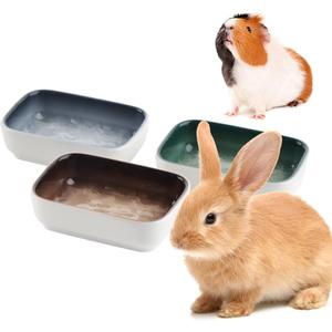 3 Pack Hamster Ceramic Bowl Small Animals Anti-Turning Food Water Bowl for Rabbit Sugar Glider Hamster Guinea Pig Hedgehog Squirrel ((Blue, Green and Brown)