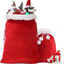 wonshia 2Pcs Christmas Velvet Santa Sack Large Christmas Santa Red Velvet Bag with Drawstring Gift Wrap Bags for Party Xmas Present Sack
