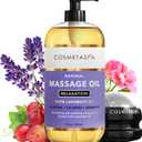Cosmetasa Lavender Massage Oil for Massage Therapy with Roller - All Natural, Cruelty-Free & Spa Quality Skin Therapy Oil & Soothing Care - Lavender, Geranium & Grapeseed Oil (8.8 oz)