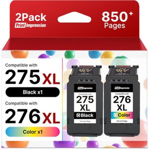 BKBKC PG275XL CL276XL Ink Replacement for Canon 275 and 276 Ink Cartridges Compatible for TS3500 TS3520 TS3522 TS3700 TS3720 TS3722 TR4700 4720 TR4722 TR4723 Printers (1 Black, 1 Color)