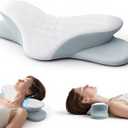 DIIKEN Cervical Neck Pillows,Orthopedic Roll Pillow for Neck Pain Relief,Sleeping Decompression Devices Support and Shoulder Relaxer,High-Density Memory Foam,Neck Bolster Butterfly(Adult Size)