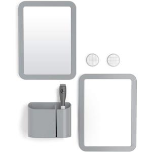 U Brands Locker Accessories Kit, Back to School Essentials, Grey, 6-Piece, Includes Whiteboard, Mirror and Organizing Supplies